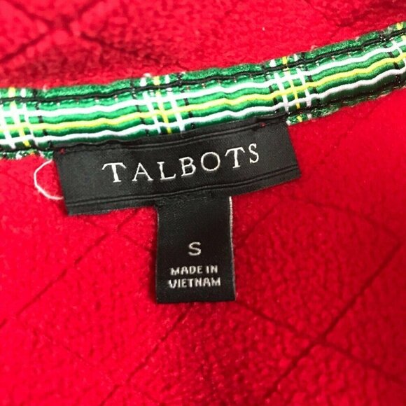 Talbots Womens Quilted Fleece Jacket Size Small Red Pockets Full Zip - Picture 3 of 7